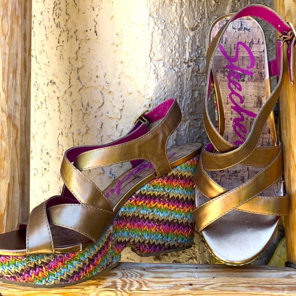 *Skechers* Bronze Wedge Sandal Size 6